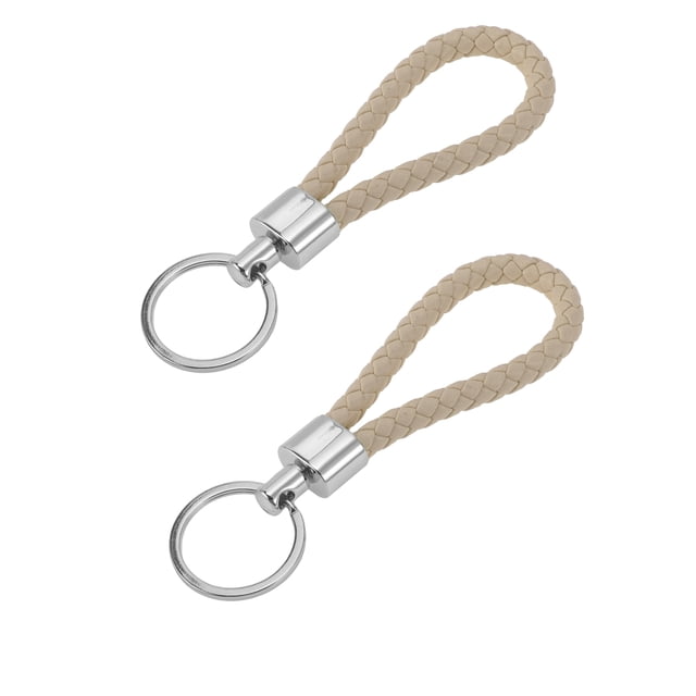 Llavero para Automóvil Unique Bargains, Llavero Universal con Anillo para Llaves de Fob para Casa, Cuero, Aleación de Zinc, Beige, 2 Pcs