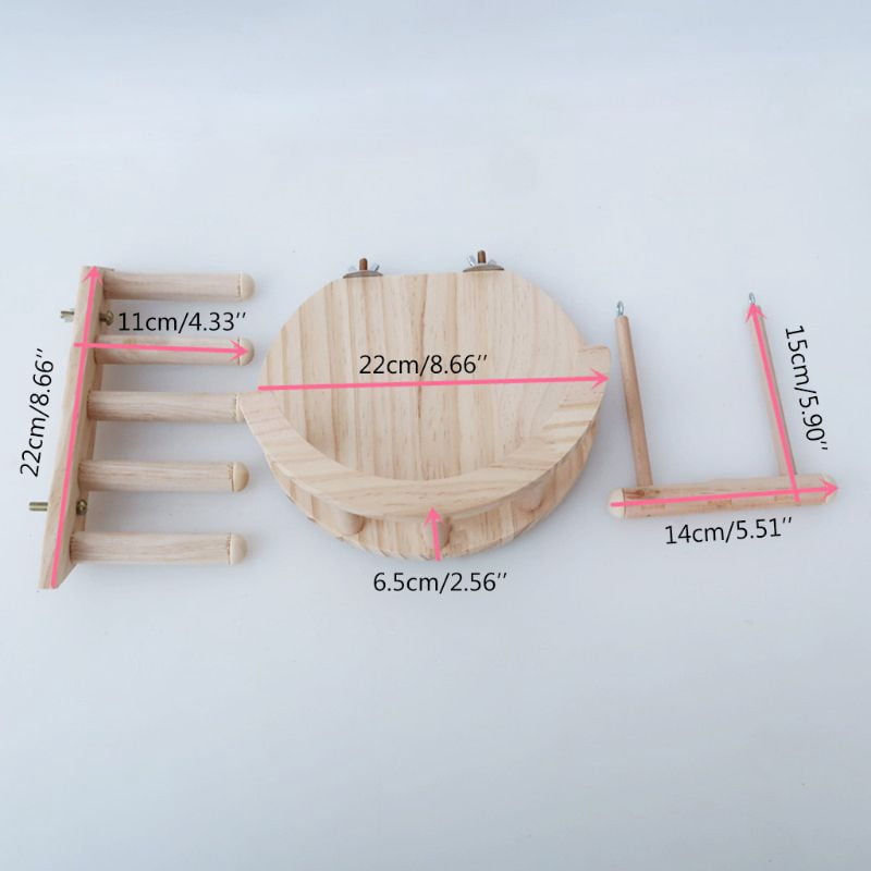 Hamster Climbing Toys for Cage Small Playground Natural Wood Swing Platform Ladder Chew Toy for Dwarf Hamsters