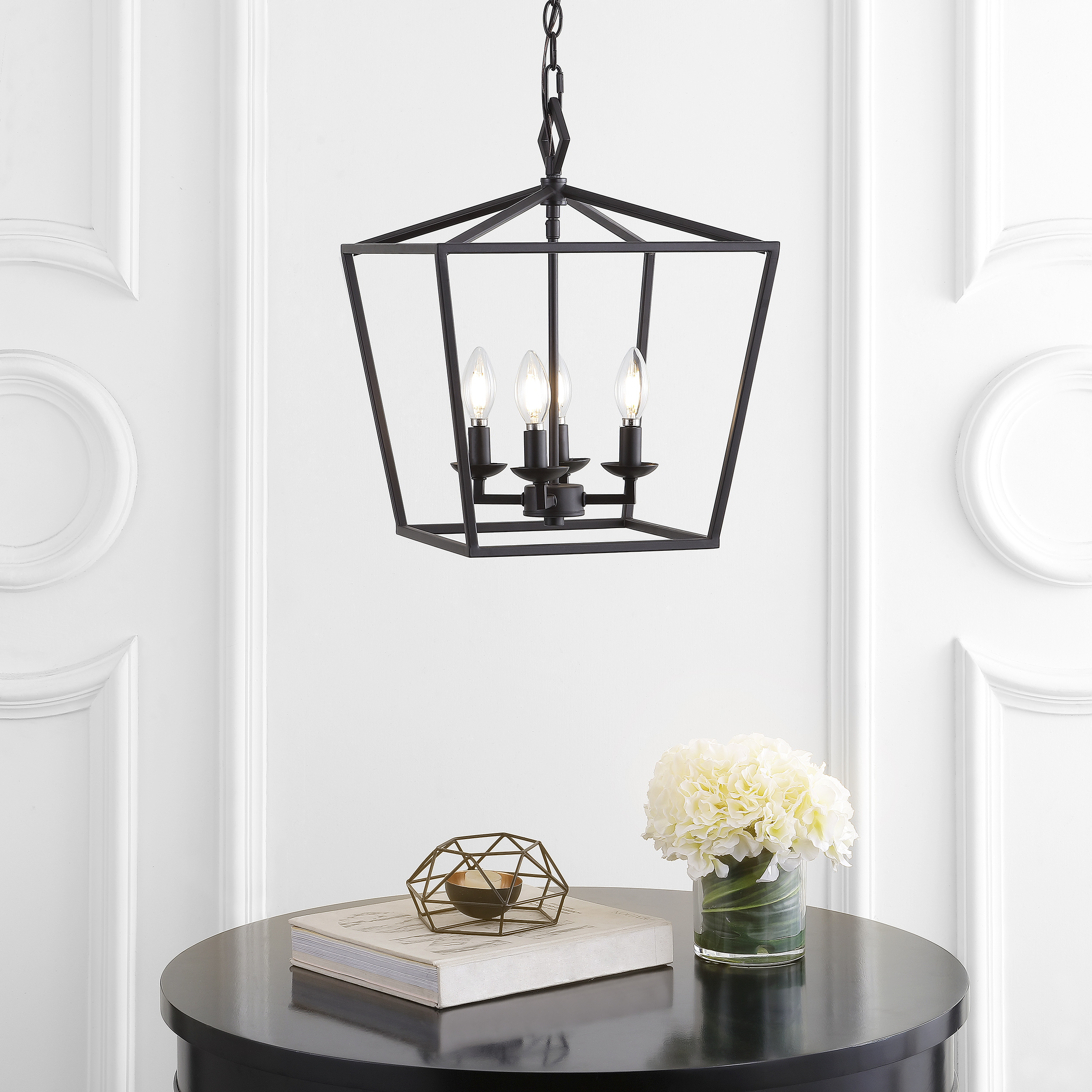 SAFAVIEH Rosalen 4 Light Industrial Pendant, Bronze Black