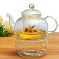 thumbnail image 2 of Glass Teapot 800ml With Infuser +Teapot Warmer with Stainless Steel Plate, 2 of 9