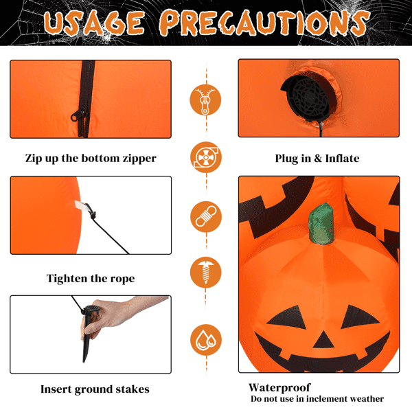 Alvantor 7.4 ft Wide Pumpkin Family Halloween Inflatable with 7 Built-In LED Lights, Orange
