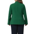 thumbnail image 4 of Agnes Orinda Women's Plus Size Blazer Button Down Collarless Long Sleeve Business Casual Jacket with Pockets 4X Dark Green, 4 of 7