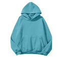thumbnail image 3 of Landzoo Women Solid Color Basic Letter Loose Hoodie Sweatshirt Long Sleeve Pocket Drop Shoulder Pullovers Top Warm Breathable Women's Hoodie, 3 of 4