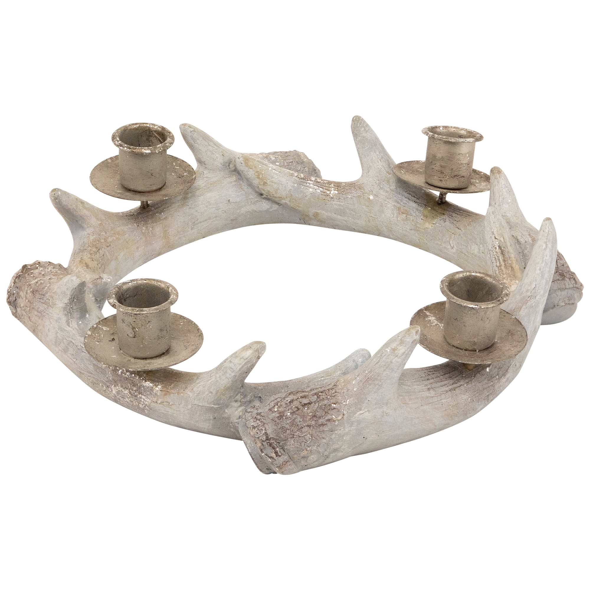 Northlight Antler Wreath Christmas Taper Candle Holder - 10.25"
