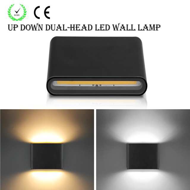 Injueey Lámpara de pared LED COB de 6W, aplique de pared de arriba y abajo, resistente al agua, IP65, blanco frío, CA 85-265V para pasillo, jardín, Iluminación y accesorios No.1 Injueey HA025698-01