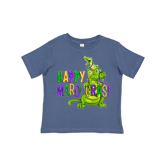 Inktastic Happy Mardi Gras Big and Little Alligators with Beads Boys or Girls Toddler T-Shirt