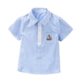 thumbnail image 2 of UACY Kids Boys Collared Short Sleeve Button Down Shirts Formal Dress Shirts School Uniform Blouse Casual Tops (Blue, 11-12 Years), 2 of 9