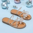 thumbnail image 5 of BOBOGOJP Girl's PU Leather Rhinestone Sandals Butterfly Strappy Flat Open Toe Elegant Slides Sandals Silver for Size 11, 5 of 8