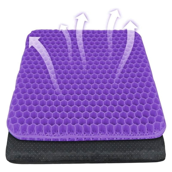 Gel seat cushion, double-thick egg gel cushion with non-slip cover, breathable honeycomb design for pressure and back pain relief, suitable for home, office chairs, cars, and wheelchairs (s