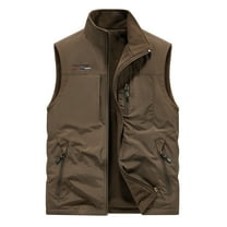 Multi-Pocket Padded Fishing Vest, Adult Mens Fishing Vest Pack, Brown