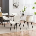thumbnail image 2 of YOUNIKE Upholstered Dining Chairs Set of 2, Faux Leather Kitchen Chairs, Modern Side Chairs, Wide Curved Back, Metal Legs, White, 2 of 15