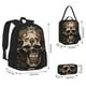 thumbnail image 2 of Disketp Metal Style Horned Skull Mochila Estampada de Gran Capacidad con Lonchera y Estuche, Set de 3 Piezas para Estudiantes, 2 of 7