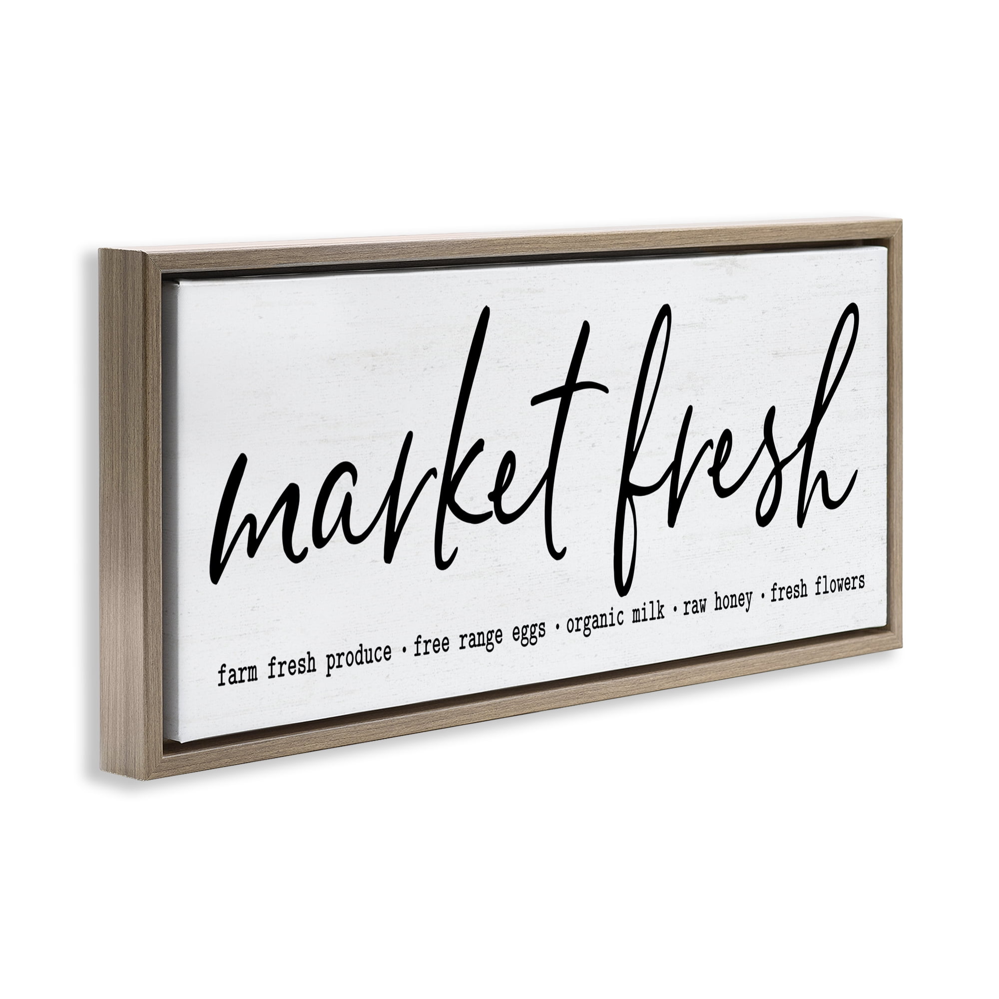 Market Fresh Organic Brown Framed Floater Canvas Wall Art, design by Lettered and Lined