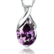aoksee Christmas Decorations Fashion Purple Crystal Ladies Necklace Angel Tears Pendant Feminine Jewelry Holiday Gift Gift on Clearance
