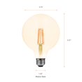 thumbnail image 4 of (4 bulbs) LEDVANCE Sylvania LED Vintage Filament G30 Globe Light Bulb, 60W = 6.5W, Medium Base, Dimmable, Amber Glow, 4 of 6