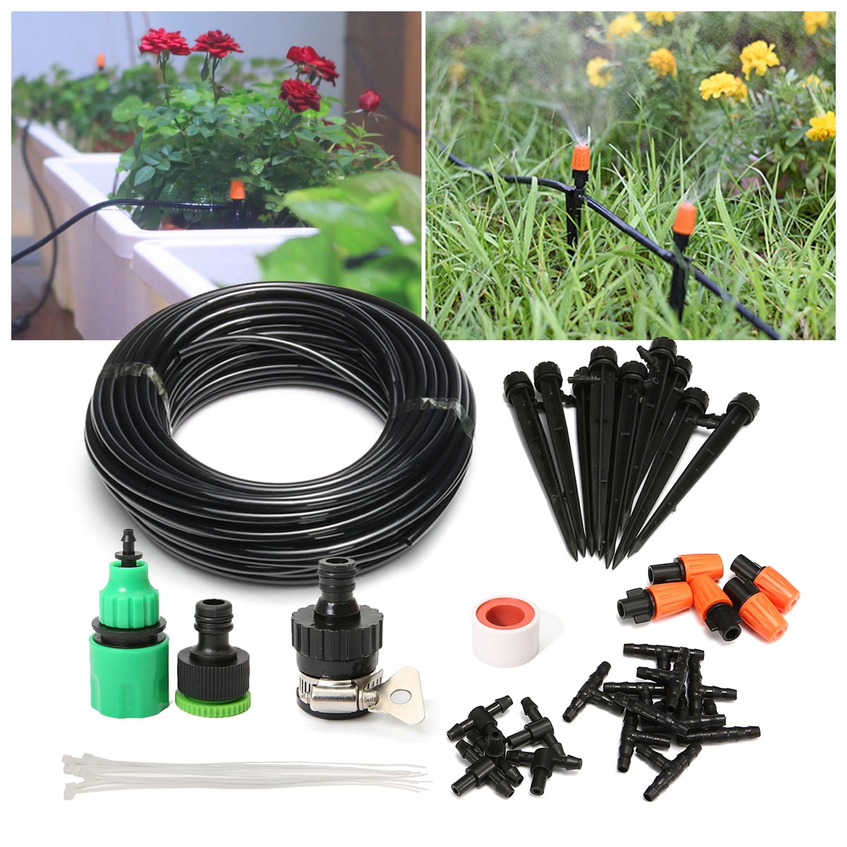 Garden Drip Irrigation System Plant Watering 1/4'' Barb Connector Hose fitting 