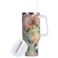 thumbnail image 2 of 40 oz Insulated Stainless Steel Tumbler Double Wall Stainless Steel Tumbler with 2-Way Drinking Abstract Pink Floral Pattern, 2 of 9