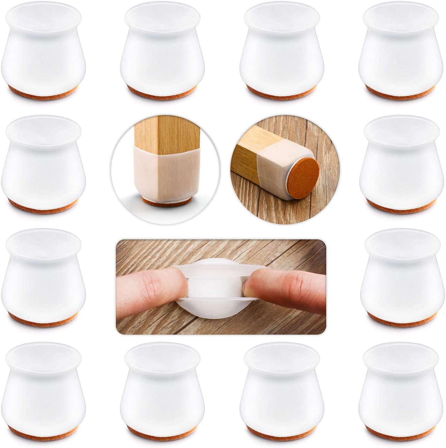 24Pcs Silicone Rubber Chair Leg Caps Feet Pads Furniture Covers Floor Protector