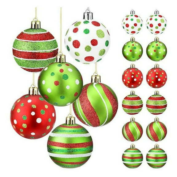 KOYPTL 12 Pcs Christmas Balls Ornaments 2.4 Inch Glittering Christmas Tree Bulbs Ornament,Red and Green Christmas Ornaments for Xmas Hanging Tree Decorations Party Home Decor