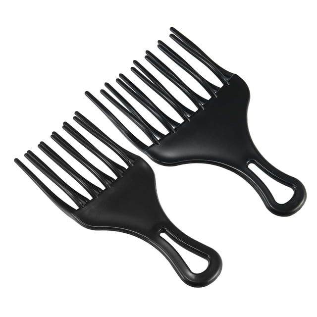 2uds Afro Pelo Peine, Grande y Pequeño Pelo Tenedor Peine Peluquería Estilista Herramienta para Rizado Pelo para Hombre Mujer Plástico, Negro