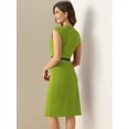 thumbnail image 3 of DARING DIVA Elegant Round Neck Cap Sleeve Belted Work Sheath Dresses M Light Green, 3 of 5