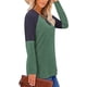 thumbnail image 3 of Camisa de mujer con cuello en V Color de contraste Camiseta interior de manga larga Poliéster para Otoño Invierno, 3 of 6