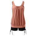 thumbnail image 3 of Women Swimsuits Solid Color Stylish Ruffle Tankini Tops with Boyshorts Brick Red Bathing Suit for Women XXL, 3 of 6