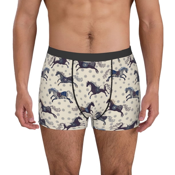 Balery Horse Calzoncillos bóxer para hombre, ropa interior de algodón suave y transpirable con cinturilla de nailon-Medium