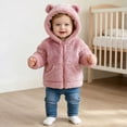 thumbnail image 2 of JUMEYU Toddler Girls Fleece Coat Baby Girls Fuzzy Plush Hooded Jacket Sherpa Zip-Up Front Toddler Coat 3T 4T (Pink,3-4 Years), 2 of 5
