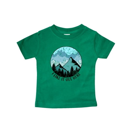 

Inktastic I Like it Out Here Mountains in Blue Distressed Gift Baby Boy or Baby Girl T-Shirt