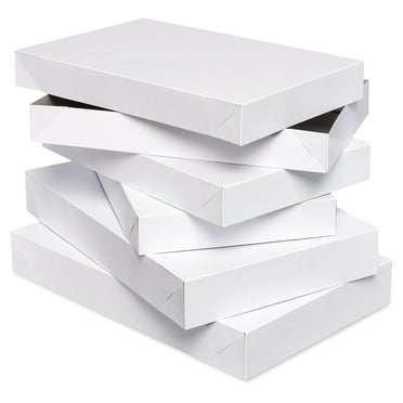 American Greetings White Gift Boxes with Lids for Christmas and All Holidays (5 Boxes, 3 Medium, 2 Large)