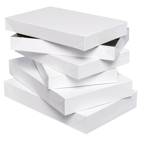 American Greetings White Shirt and Robe Boxes with Lids for All Occasions (3 Medium, 2 Large Boxes)