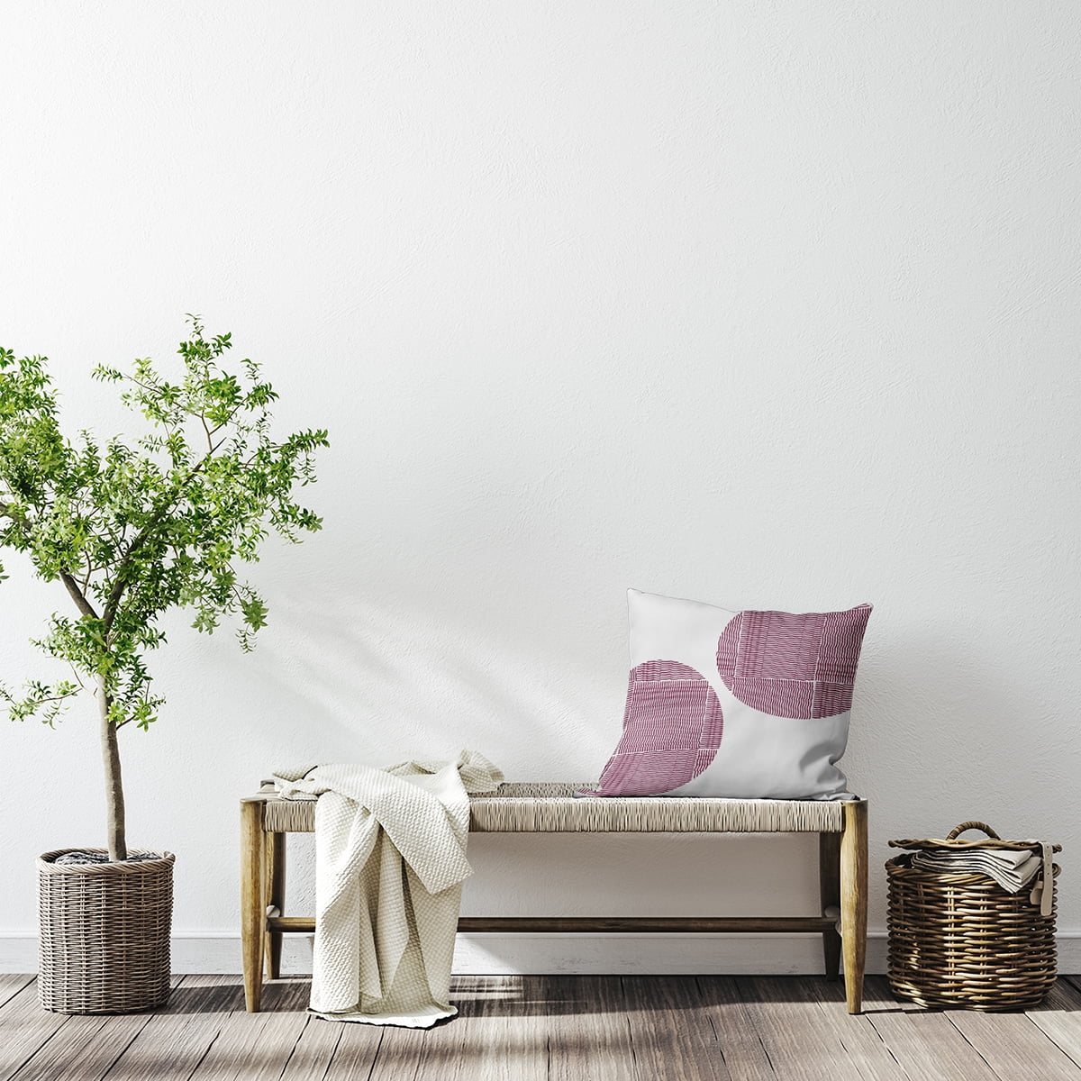 Simply Daisy 26-inch Square Circles and Squares Polyester Indoor Pillow, Maroon Red Qty 1