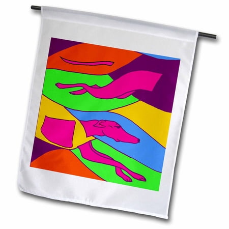 3dRose Fun Tropical Colors Racing Greyhound Dog Abstract Art - Garden Flag, 12 by 18-inch