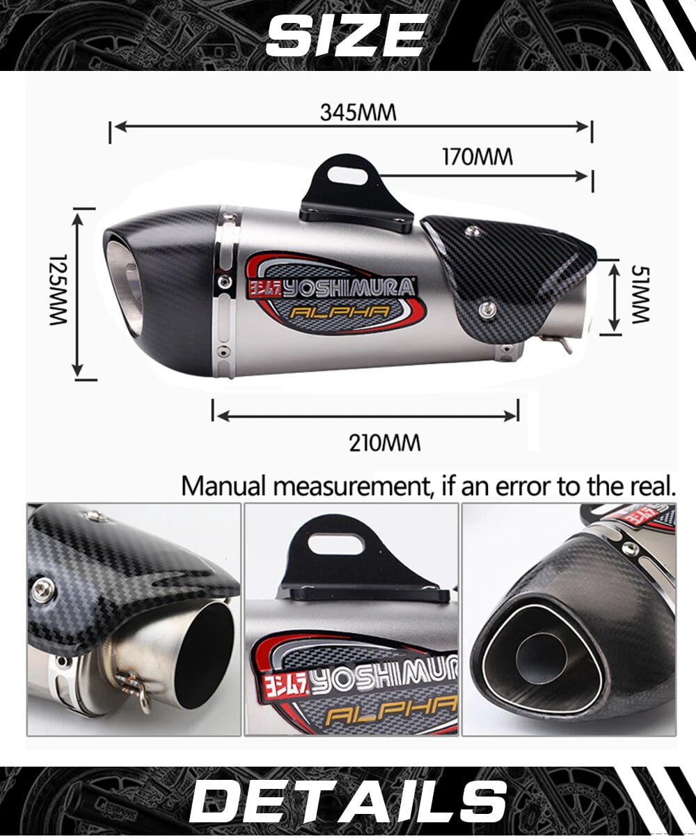 Motorcycle Exhaust YOSHIMURA Alpha Carbon DB Killer Muffler Escape Link Pipe For YAMAHA R1 R3 R6 NINJA400 656 Z900 CBR600 500