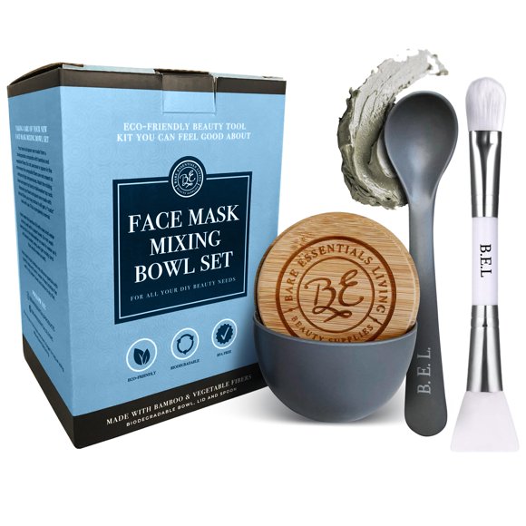 Set de cuencos para mezclar mascarillas Bare Essentials Living Clay Grey