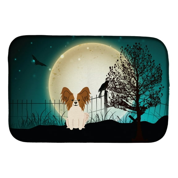Halloween Scary Papillon Red White Dish Drying Mat