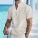 thumbnail image 1 of pstuiky camisetas para hombre, Camisa estilo cárdigan informal de manga corta con cuello vuelto y botones de color liso para hombre ropa de hombre l, 1 of 7
