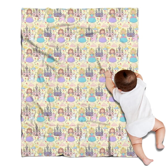 Colorful Princess Castle Pattern Blanket,Comfortable Soft Flannel Throw Blanket,All Season,Warm Lightweight Blankets for Sofa Bed Couch Living Room Chair,30"x40"
