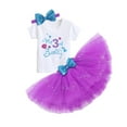 thumbnail image 2 of IBTOM CASTLE Toddler Baby Girls Mermaid 1st Birthday Outfit Princess Romper + Tutu Skirt + Shiny Bowknot Headband Cake Smash Clothes Set, 3-Piece, 2 of 6