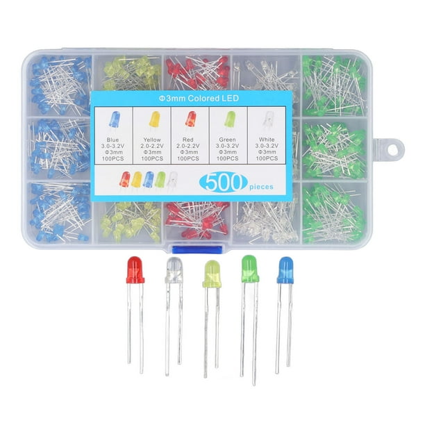 Diodo emisor de luz LED, 500 piezas de luz LED de 3 mm Diodo emisor de luz LED Juego de diodos LED Características mejoradas