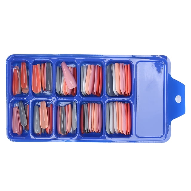 100Pcs Pure Color Full Cover Artificial Acrylic Nail Art Tips Set for Nail Experts Nail Learners Environmental ABS Material