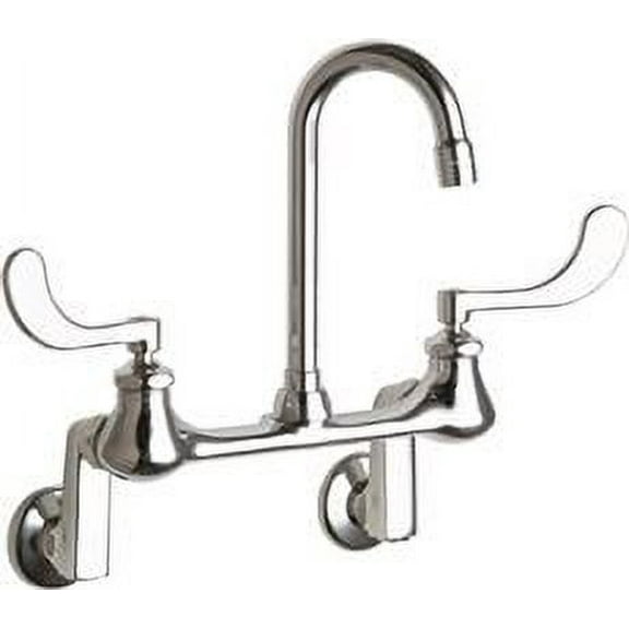 Chicago Faucets Lead-Free Wall-Mounted Hospital Sink Faucet, 3.5-Inch Gooseneck Spout, Wristblade Handles, 2.2 Gpm Aerator