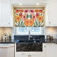 thumbnail image 5 of Yayeee Kitchen Curtains Tier Pair Light Filtering 27"x24" Rod Pocket Short Cafe Window Panel, Hand Drawn Floral, 5 of 6