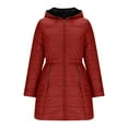 thumbnail image 5 of OGLCCG Winter Coats For Women With Hood Winter Fleece Lined Thicken Puffer Coat Trendy Long Sleeve Warm Sherpa Jackets with Pockets,XXXL,Wine, 5 of 8