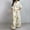 Beige#2, variant on Fesfesfes Women's Patchwork Two-Piece Set Casual Turndown Collar Roll-Up Long Sleeve Full-Length Shirt Loose Long Pants for Casual Wear(Khaki,XL)
