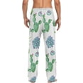 thumbnail image 6 of Men's Pajama Pants with Pockets Sleepwear Lounge Pants Stretch Casual Green Cactus Succulent 1, 6 of 6