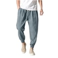 thumbnail image 2 of Blmnix Travel Pants Trousers for Men Joggers Low Rise Baggy Linen Pants Jeans Taper Ankle Blue Summer Pants for Men,M, 2 of 9