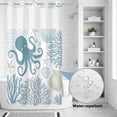 thumbnail image 2 of No Hook Shower Curtain, Blue Octopus Coastal Shower Curtains for Bathroom with See Through Top Window, Summer Beach Nautical Coral Waterproof & Washable Bath Curtain Stand Up Stall 36"x72", 2 of 9