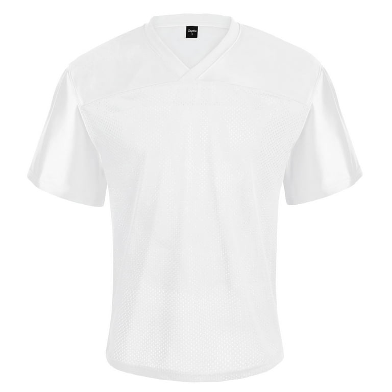 Toptie Mens Football Jersey Shirt Adult Mesh Soccer Jerseys Breathable Game Day Team Shirt White 3XL